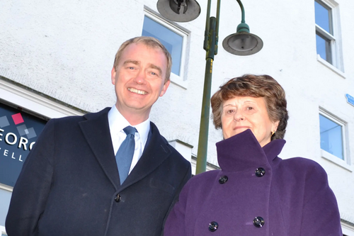 Tim and Cllr Sylvia Emmott at Kendal Marketplace