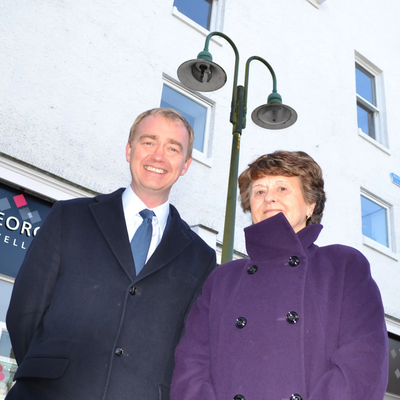 Tim and Cllr Sylvia Emmott at Kendal Marketplace