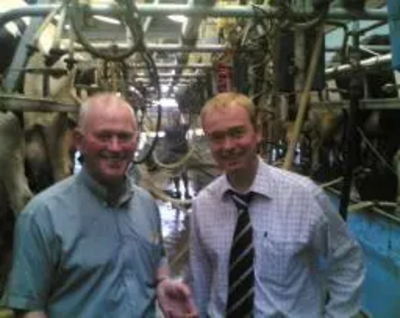 Tim at a dairy farm in Burton-in-Kendal