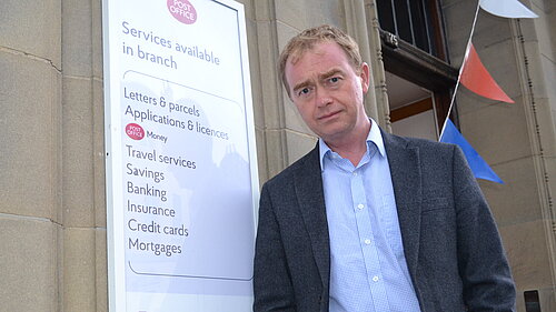 Tim Farron MP outside Kendal Post Office