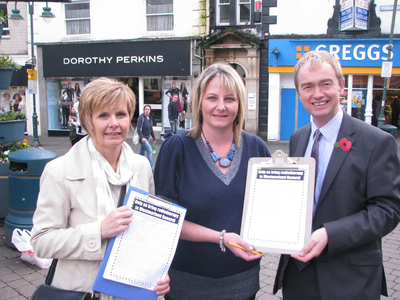 Tim collecting signatures for the cancer unit campaign