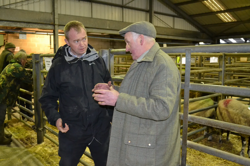 Tim Farron at the Penrith Auction Mart