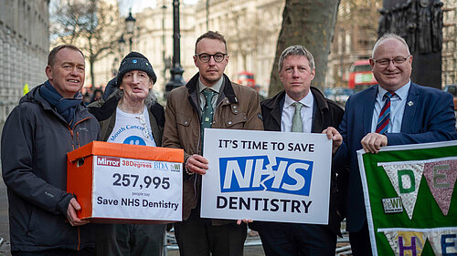 Tim with campaigners and MPs outside Downing Street