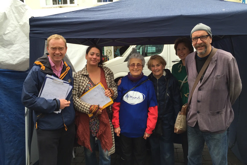 Tim collecting petition signatures with members of South Lakes MIND