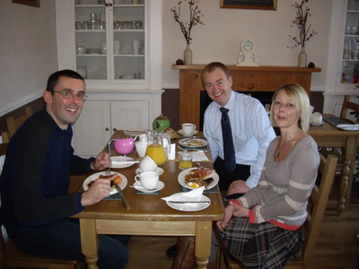 Tim with the owners of Lingmoor House B&B, Windemere