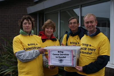 The team prepares to leave Preston on their 44 miles walk to Kendal