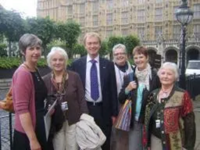 Tim with carers and Age Concern members outside Parliament