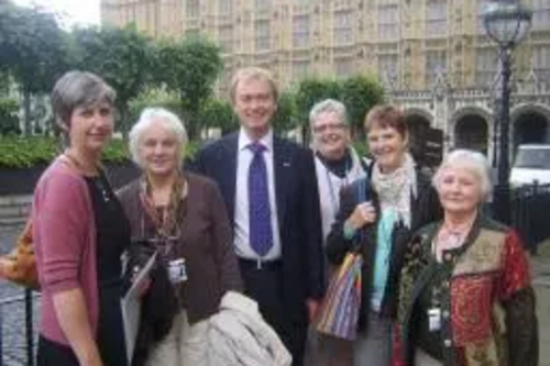 Tim with carers and Age Concern members outside Parliament