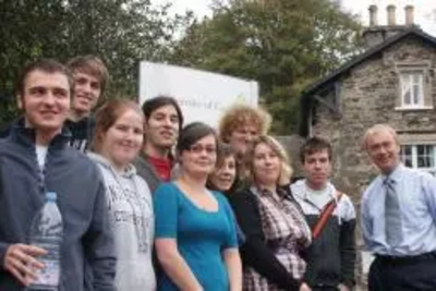 Tim with students at Ambleside campus