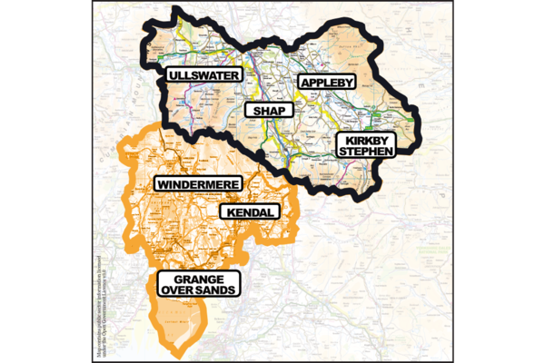 Map showing the new boundaries of the Westmorland and Lonsdale constituency