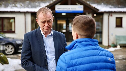 Tim outside a local GP practice