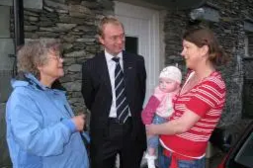 Tim Farron MP and Cllr Vivienne Rees visiting an affordable home in Grasmere