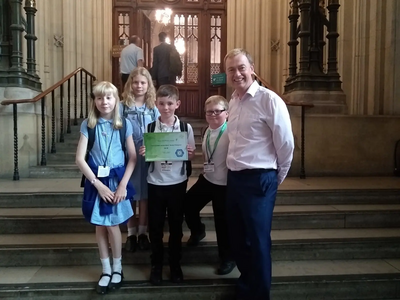 Tim with pupils from Heron Hill Primary School