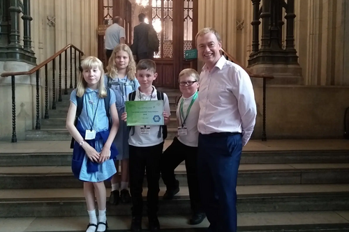 Tim with pupils from Heron Hill Primary School