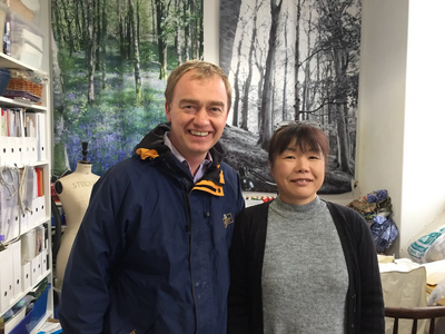 Tim with Tomoko Alderson who runs Forest Fabric, based at The Factory