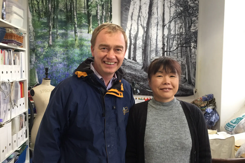 Tim with Tomoko Alderson who runs Forest Fabric, based at The Factory