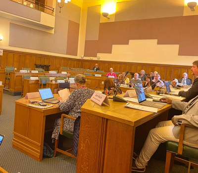 The empty Conservative benches at today’s meeting