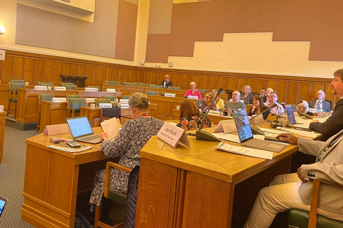 The empty Conservative benches at today’s meeting