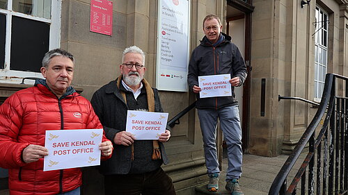 Tim with local campaigners outside Kendal Post Office