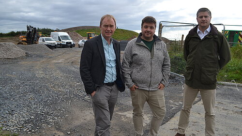 Tim and local Lib Dem campaigners by the development on Allithwaite Road