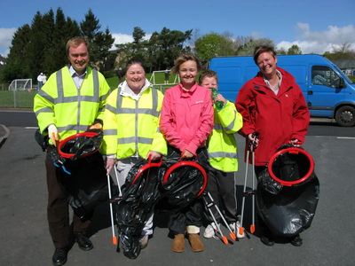 Tim and local residents collecting litter on Kirkbarrow.