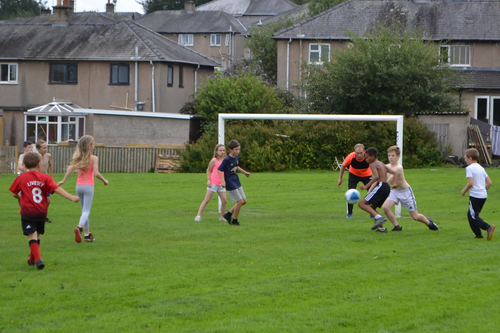 Tim playing football at Hallgarth