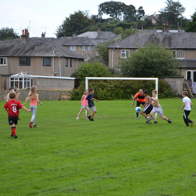 Tim playing football at Hallgarth