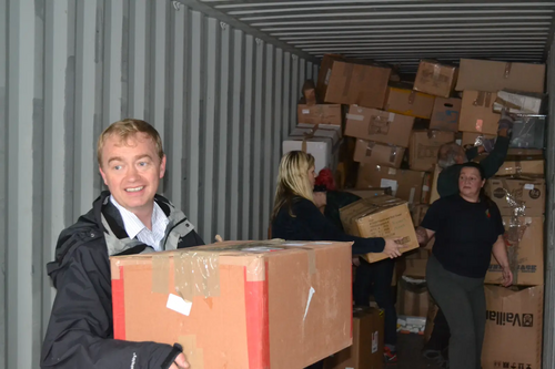 Loading refugee support lorry