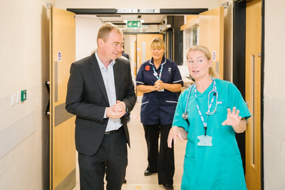 Tim during a recent visit to Westmorland General Hospital