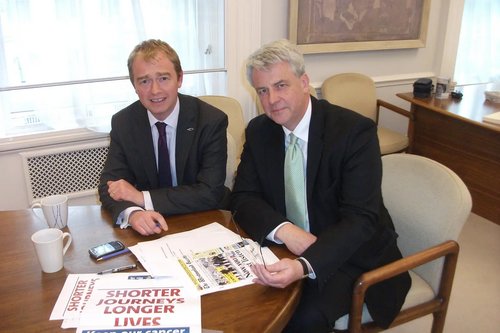 Tim with Secretary of State Andrew Lansley talking about our campaign to bring radiotherapy services to Westmorland General Hospital