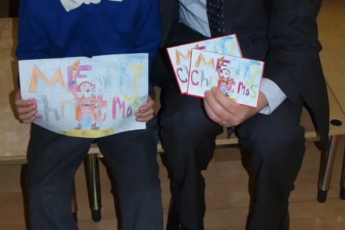  Tim Farron MP next to Alfie Pimblett (aged 10), the winner of Tim Farron’s 2012 Christmas card competition. 