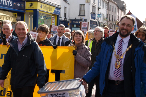 Tim Farron campaigning to bring Cancer services to Kendal