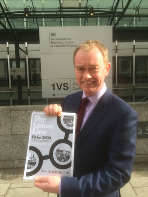 Tim outside the Department for Business' headquarters in London