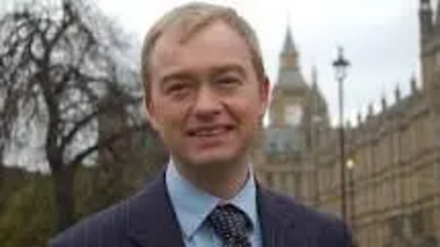 Tim Farron MP in front of Westminster