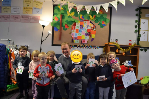 Tim with the nursery class at St Thomas's