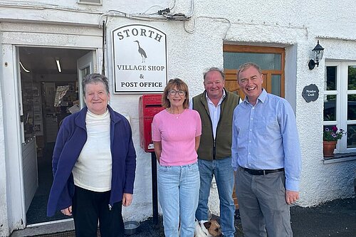 Tim outside Storth post office