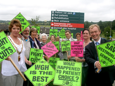 Group of campaigners outside Westmorland General Hospital