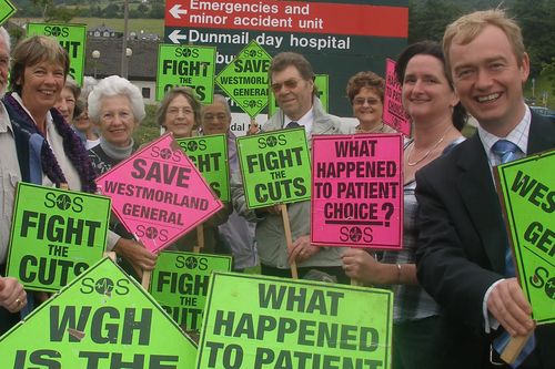 Tim Farron MP with hospital campaigners