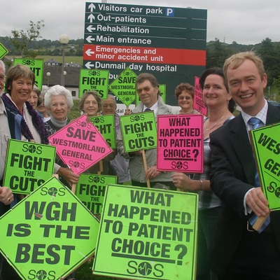 Tim Farron MP with hospital campaigners