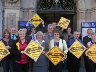 Tim with the successful Lib Dem team