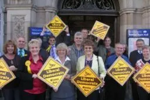 Tim with the successful Lib Dem team