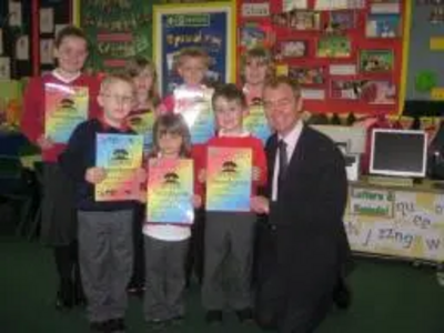 Photo attached: Tim Farron MP with pupils Maddie Birks, Finlay Quarry, Finlay Mason, Louis Knaggs, Joshua Shorrock, Lucy Dixon & Lara Johnson