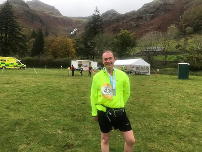 Tim after completing the Langdale half marathon