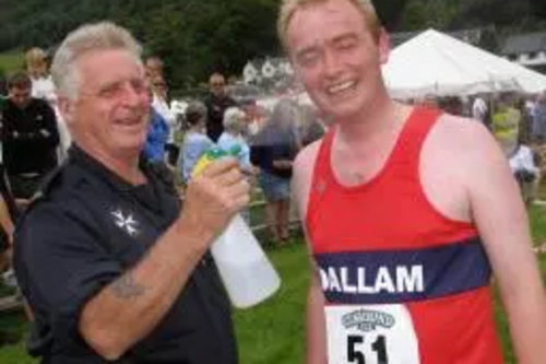 Tim finishing a fell race.  Photo: North West Evening Mail